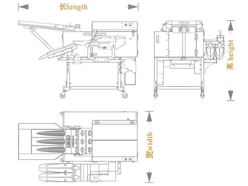 三排敲蛋機(jī)+雙槽蛋清蛋黃分離+蛋殼破碎型（長寬高）尺寸